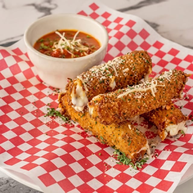 Fried Mozzarella Sticks.